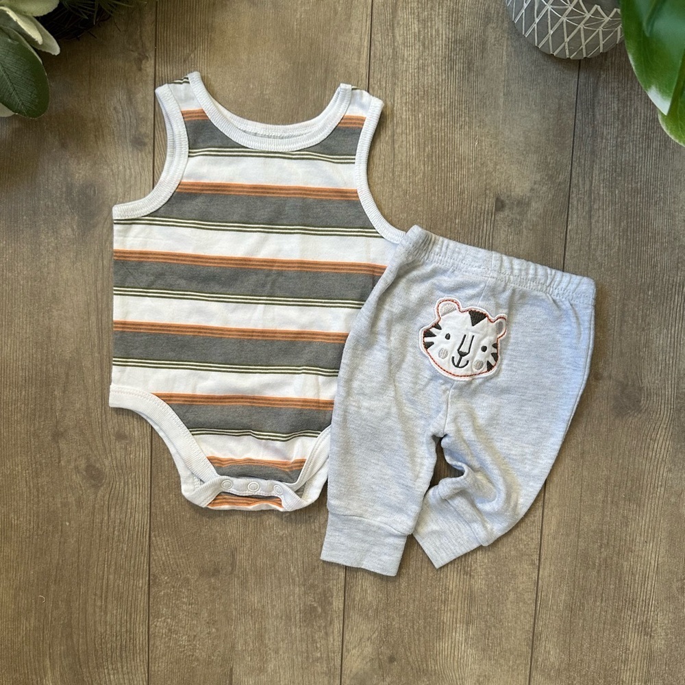Garanimals Infant Boy Striped Baby Bodysuit and Rene Rofe Matching Pants Set